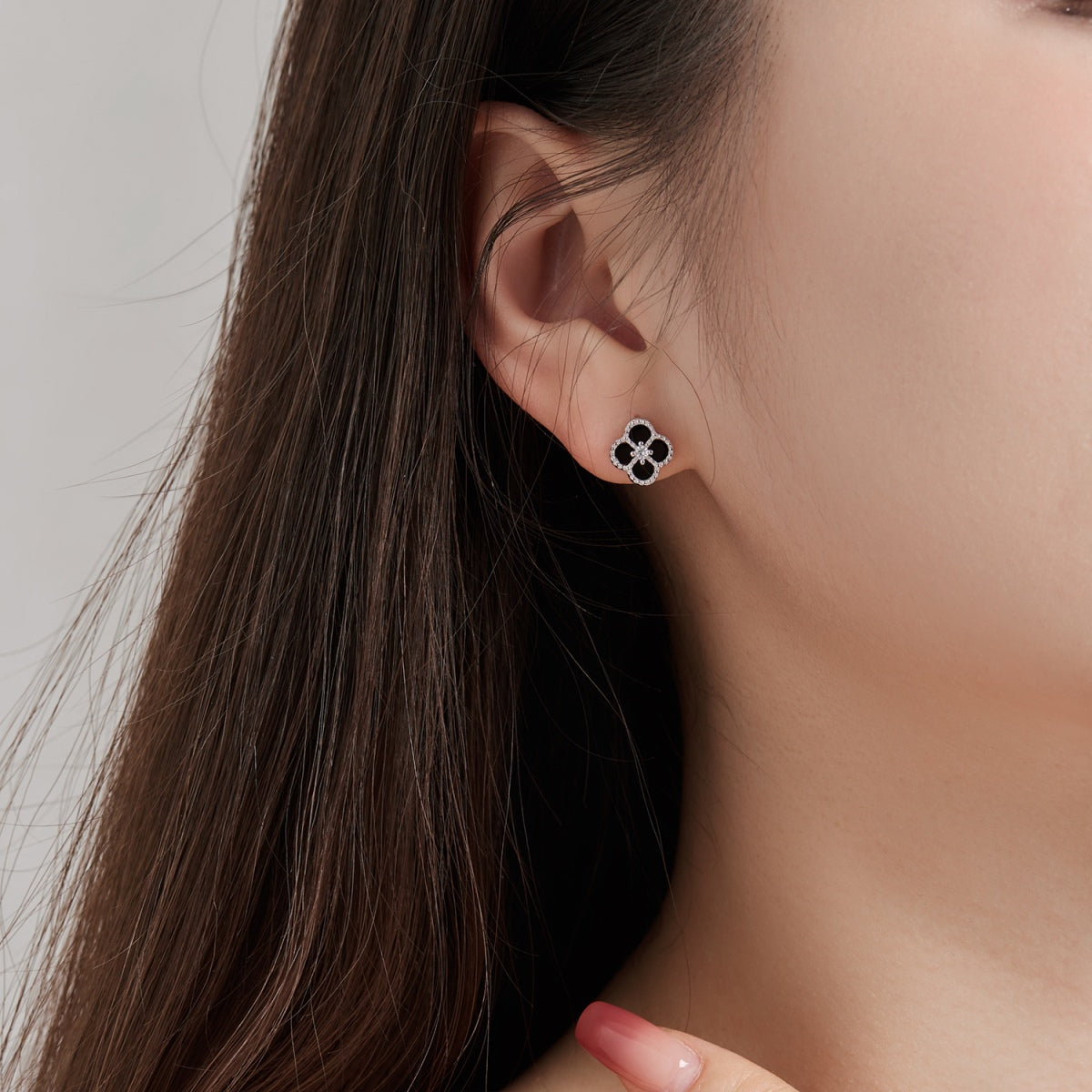 [Rose Jewels]Four-Leaf Clover Flower Shape Exquisite Earrings