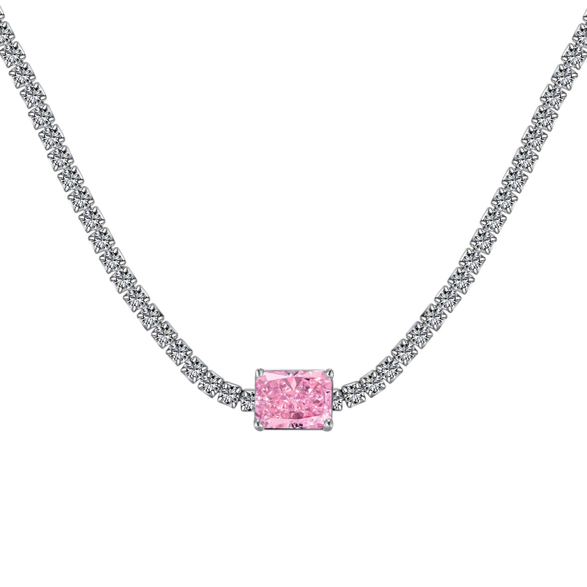 [Rose Jewels]2.0 carat Ornate Emerald Cut Necklace