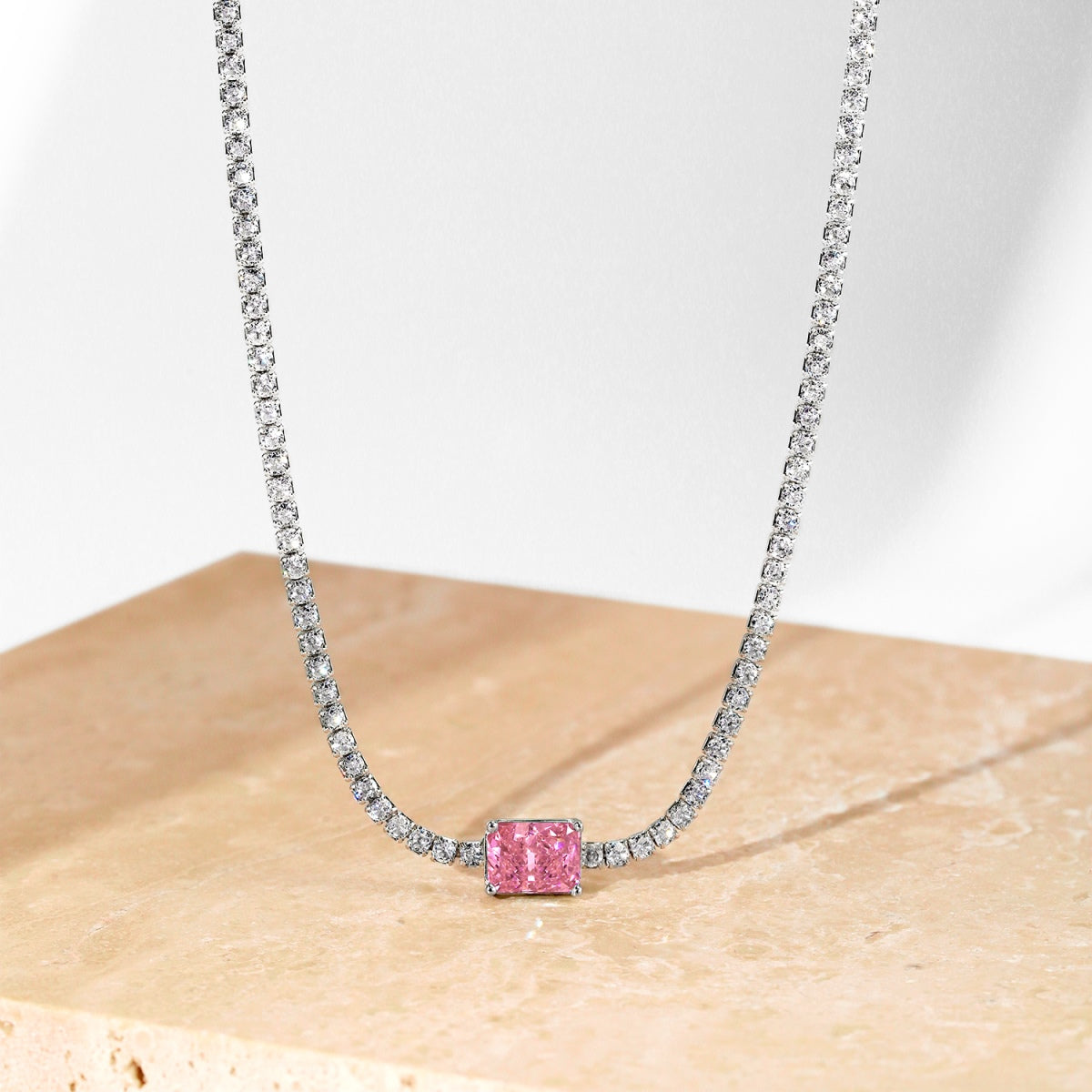 [Rose Jewels]2.0 carat Ornate Emerald Cut Necklace