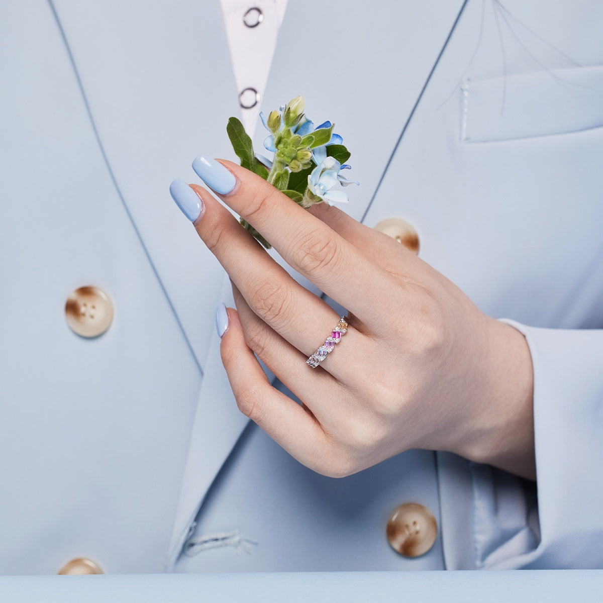 [Rose Jewels]Delicate Vibrant Emerald Cut Daily Ring