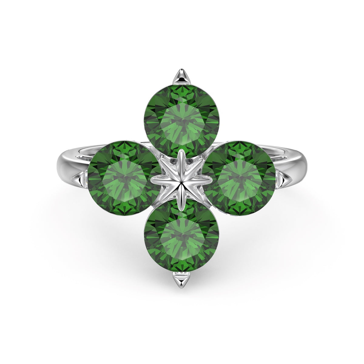 [Rose Jewels]Four-Leaf Clover Eight-Pointed Star Ring