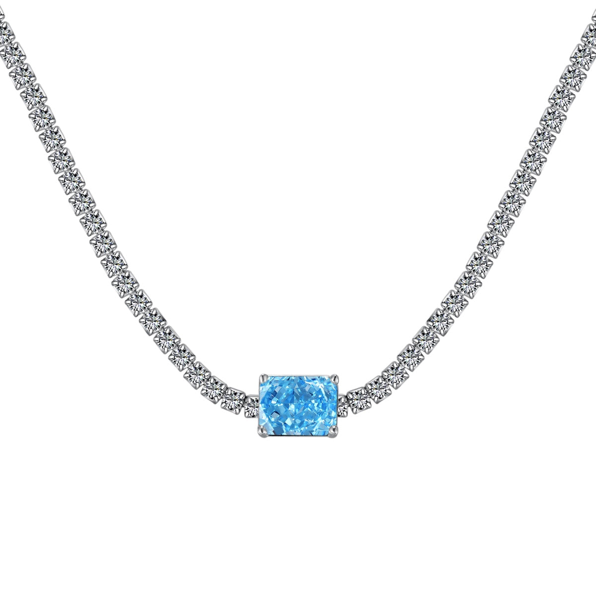 [Rose Jewels]2.0 carat Ornate Emerald Cut Necklace