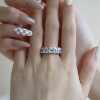 [Rose Jewels]Dainty Elongated Cushion Cut Tennis Ring