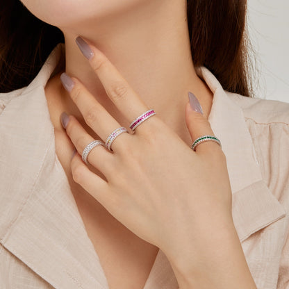 [Rose Jewels]Delicate Colorful Round Cut Daily Ring