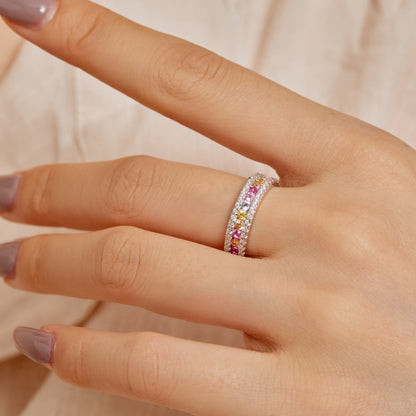 [Rose Jewels]Delicate Colorful Round Cut Daily Ring