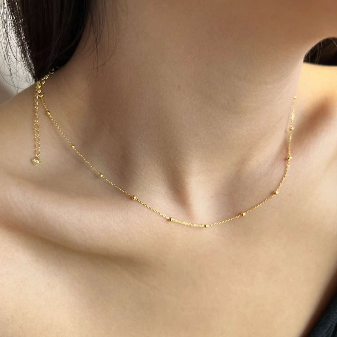 [Rose Jewels]Small Bead Clavicle Chain Simple Necklace