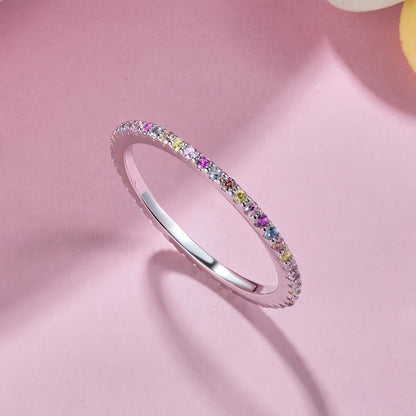 [Rose Jewels]Ornate Colorful Round Cut Tennis Ring