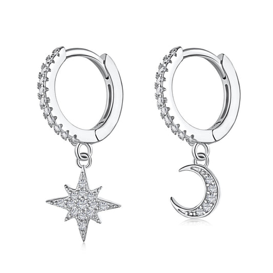 [Rose Jewels]Star and Moon Asymmetric Earrings