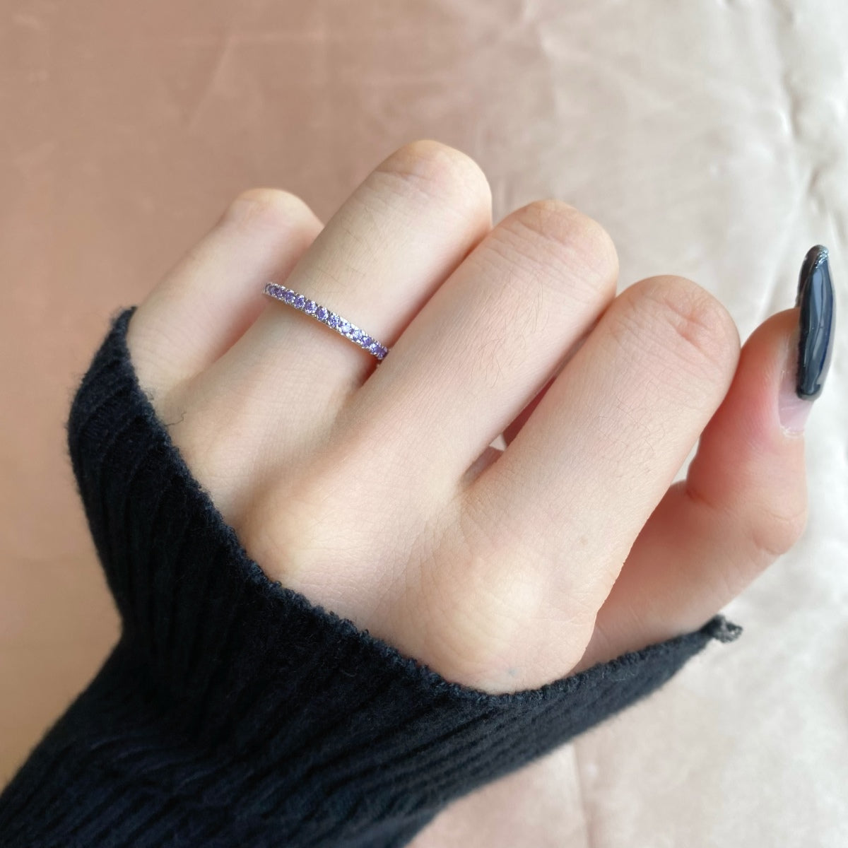 [Rose Jewels]Delicate Sparkling Round Cut Daily Ring