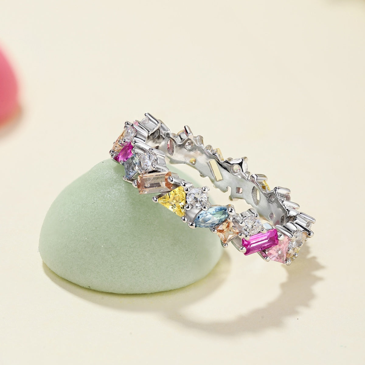 [Rose Jewels]Dazzling Polychromatic Multi cut Daily Ring