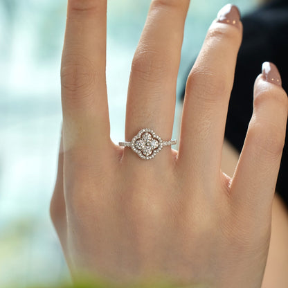 [Rose Jewels]Four Leaf Clover Flower Design Ring