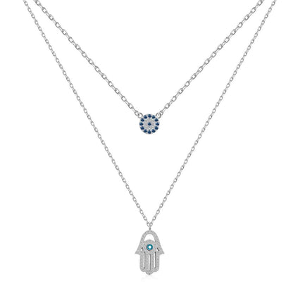 [Rose Jewels]Demon Eye Hamsa Palm Necklace