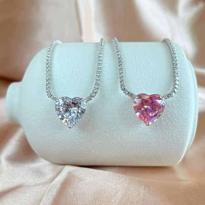 [Rose Jewels]8.0 Carat Versatile Colorful Sweet Heart-Shaped Tennis Necklace