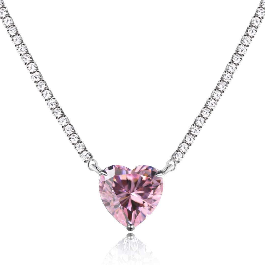 [Rose Jewels]8.0 Carat Versatile Colorful Sweet Heart-Shaped Tennis Necklace