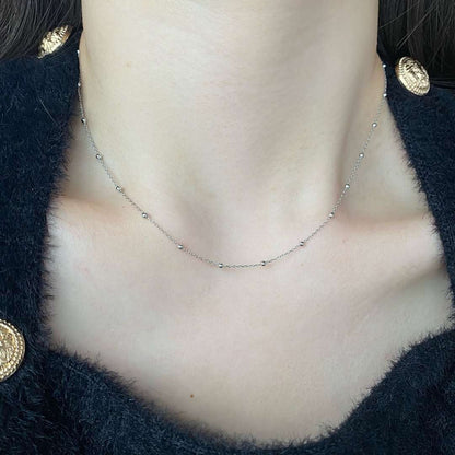 [Rose Jewels]Small Bead Clavicle Chain Simple Necklace