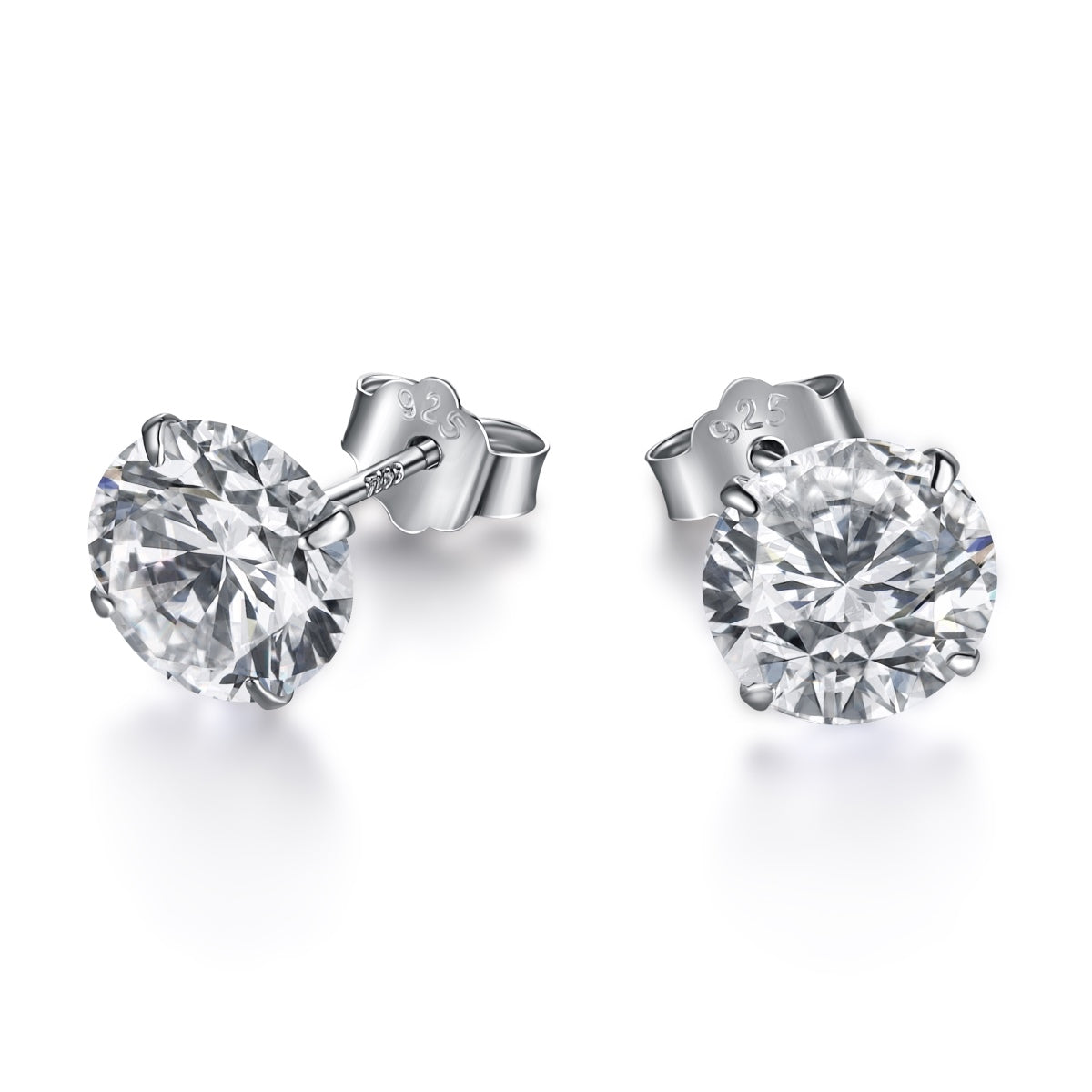 [Rose Jewels]Stylish Shiny Round Center Stone Stud Earrings