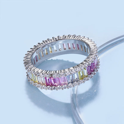 [Rose Jewels]Dainty Kaleidoscopic Emerald Cut Daily Ring