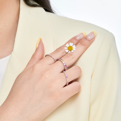 [Rose Jewels]Dazzling Lustrous Round Cut Tennis Ring