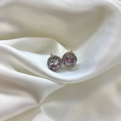 [Rose Jewels]Classic Princess Round Shape Earrings