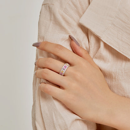 [Rose Jewels]Dainty Colorful Radiant Cut Daily Ring