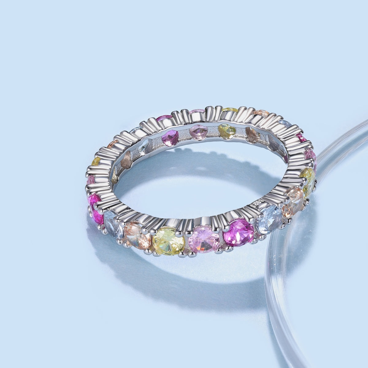 [Rose Jewels]Dazzling Lustrous Round Cut Tennis Ring