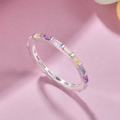 [Rose Jewels]Exquisite Multicolored Emerald Cut Daily Ring