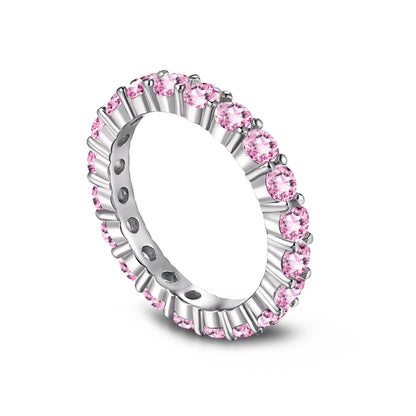 [Rose Jewels]Sparkling Round Cut Tennis Ring