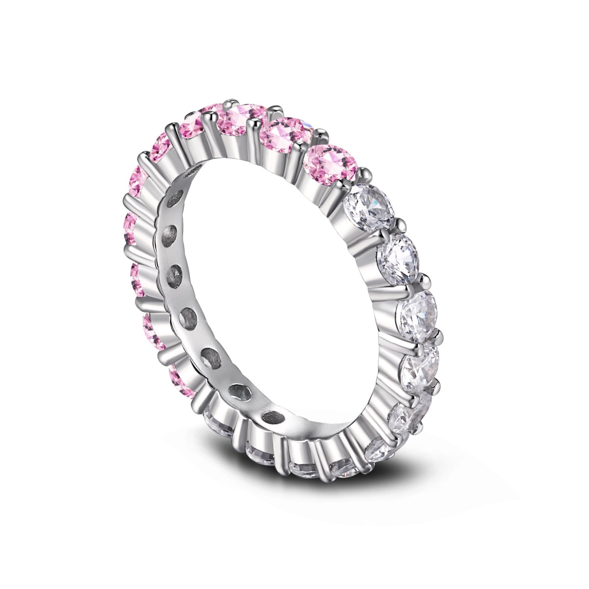 [Rose Jewels]Sparkling Round Cut Tennis Ring