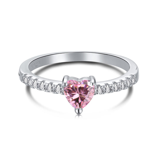 [Rose Jewels]0.5 Carat CaratEternity Charming Heart Shape Lover Ring