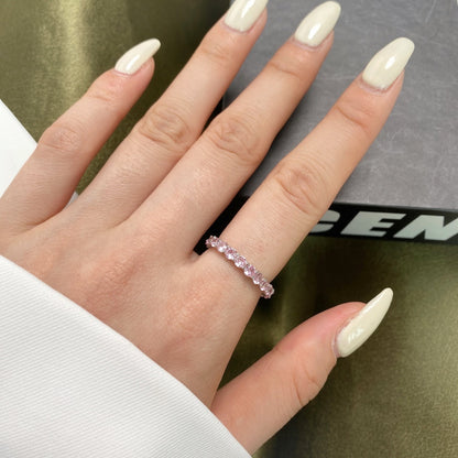 [Rose Jewels]Sparkling Round Cut Tennis Ring