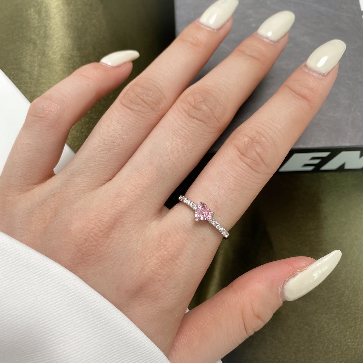 [Rose Jewels]0.5 Carat CaratEternity Charming Heart Shape Lover Ring