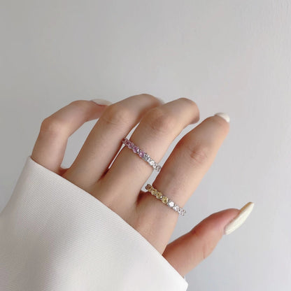 [Rose Jewels]Sparkling Round Cut Tennis Ring