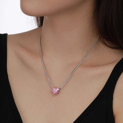 [Rose Jewels]8.0 Carat Versatile Colorful Sweet Heart-Shaped Tennis Necklace