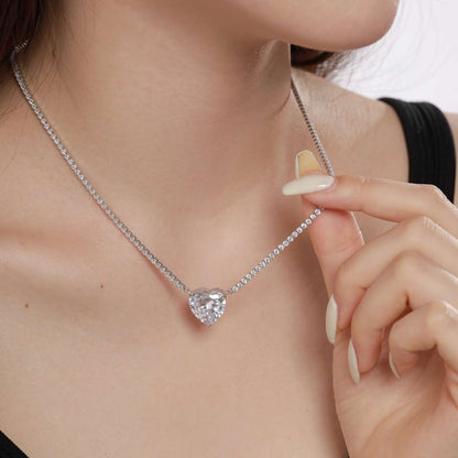 [Rose Jewels]8.0 Carat Versatile Colorful Sweet Heart-Shaped Tennis Necklace