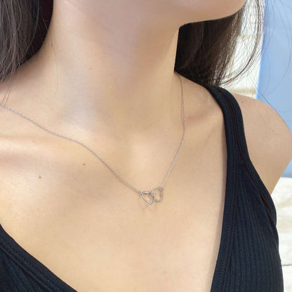 [Rose Jewels]Sterling Silver Love Double Ring Necklace