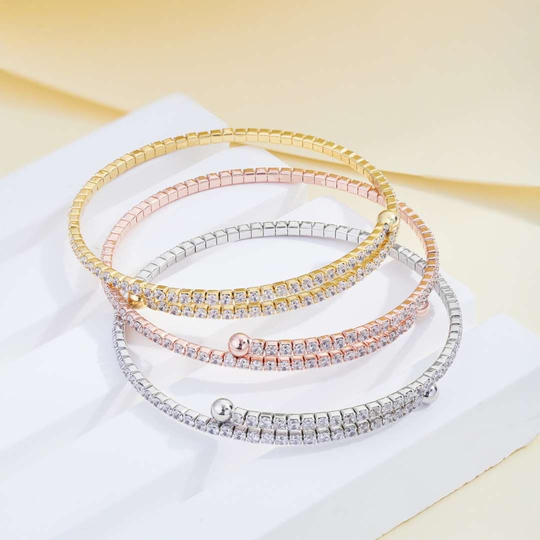 [Rose Jewels]Row of Diamonds Round Fashion Bracelet