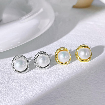 [Rose Jewels]Dainty Bread Pearl Earrings