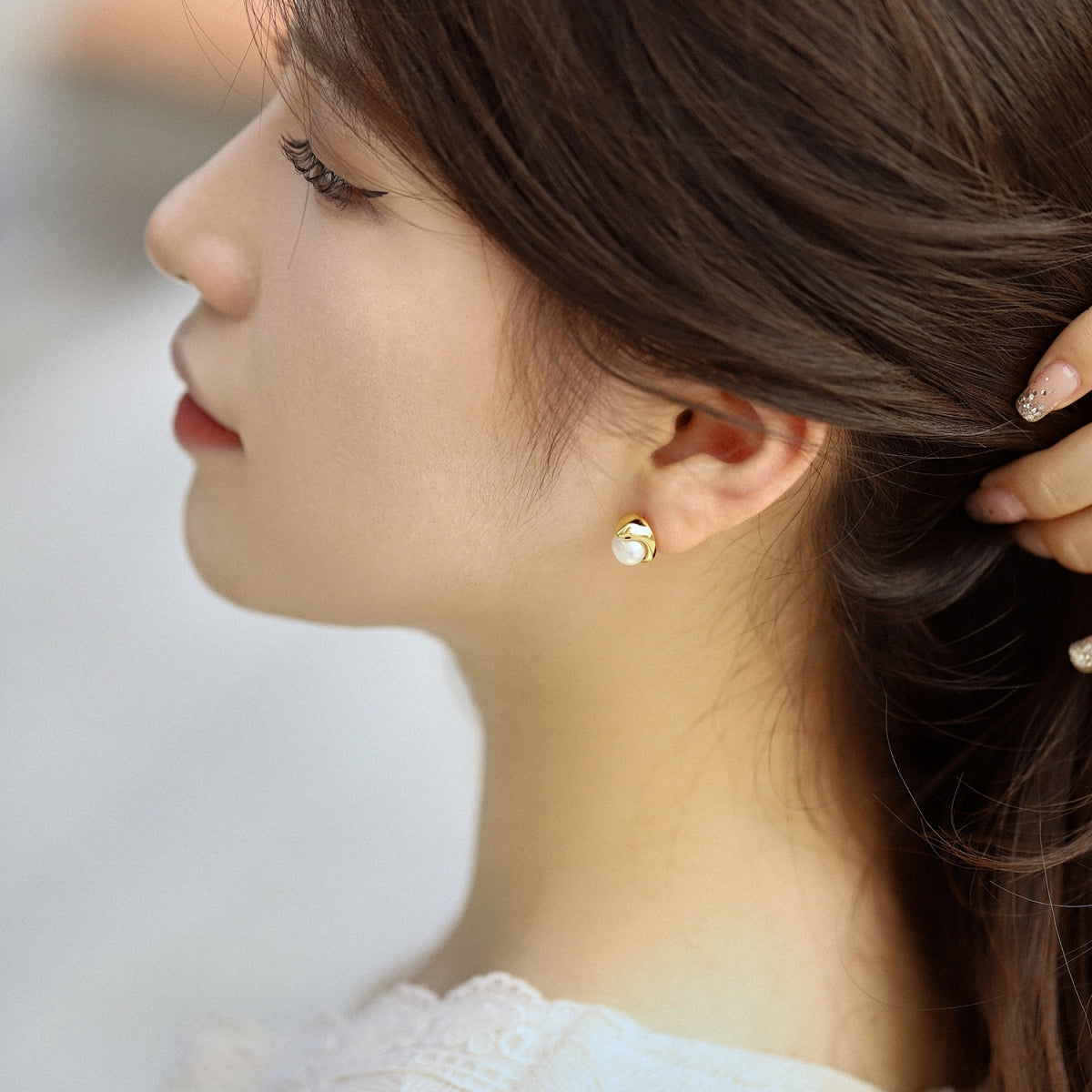 [Rose Jewels]Dainty Bread Pearl Earrings