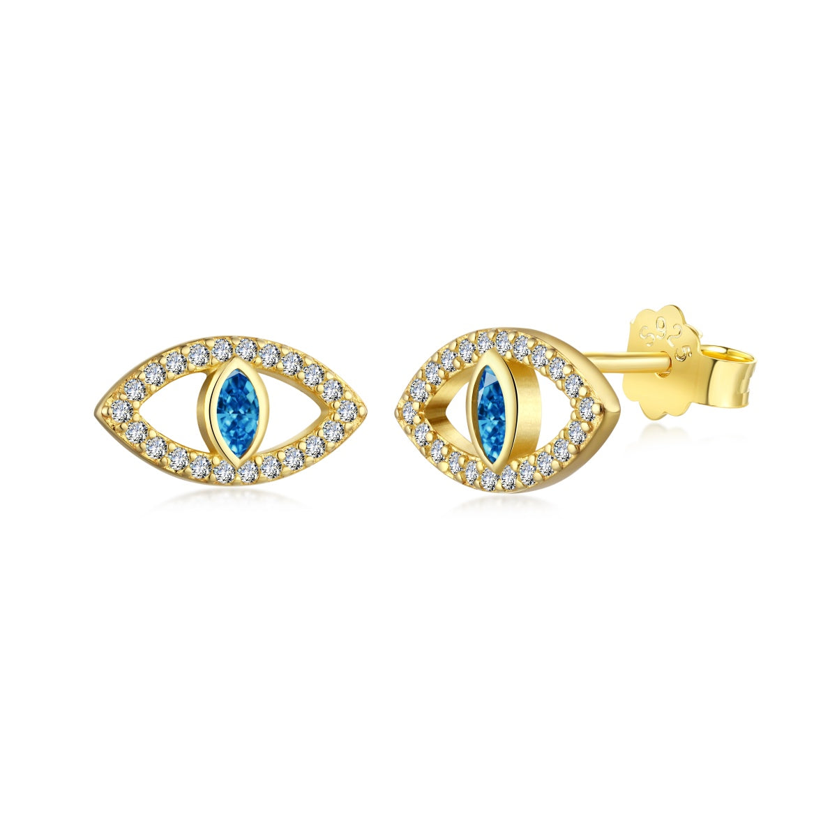 [Rose Jewels]Blue Devil Eyes Hollow Stud Earrings