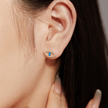 [Rose Jewels]Blue Devil Eyes Hollow Stud Earrings