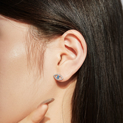 [Rose Jewels]Blue Devil Eyes Hollow Stud Earrings