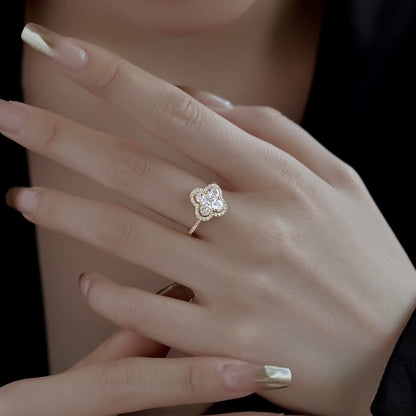 [Rose Jewels]Luxurious Eternity Flower Shape Banquet Ring