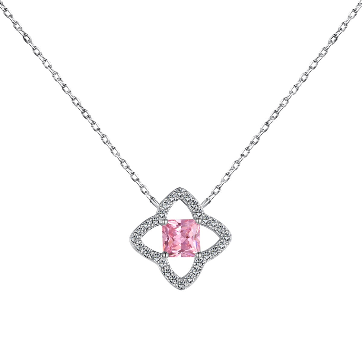 [Rose Jewels]Exquisite Flower Shape Princess Cut Necklace