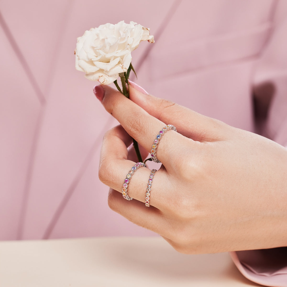 [Rose Jewels]Radiant Sparkling Round Cut Daily Ring