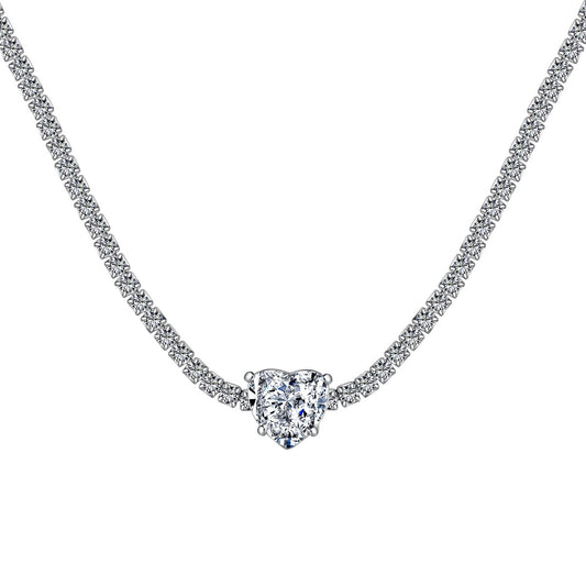 [Rose Jewels]2.0 Carat Sparkling Tennis Heart Cut Necklace