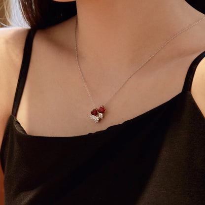 [Rose Jewels]Dainty Red Heart Necklace