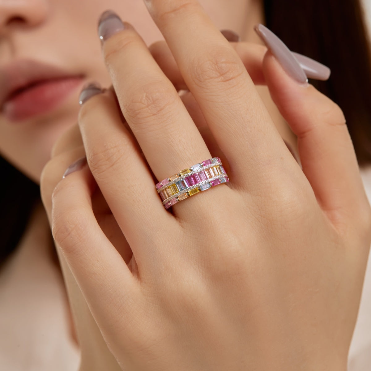 [Rose Jewels]Dazzling Colorful Radiant Cut Party Ring