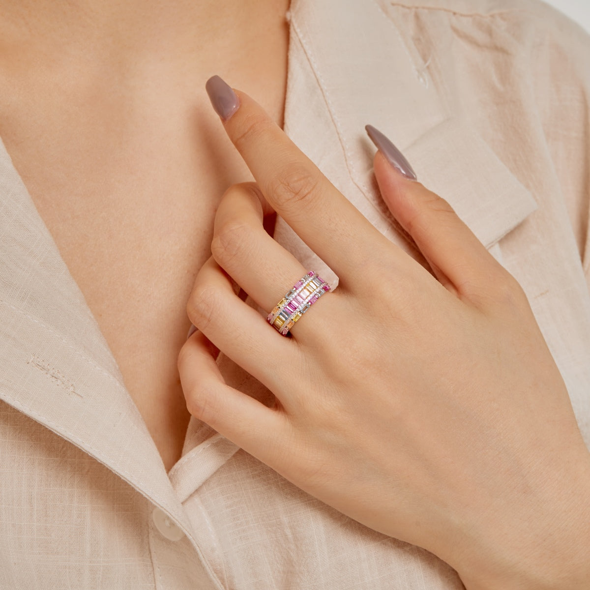 [Rose Jewels]Dazzling Colorful Radiant Cut Party Ring