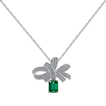 [Rose Jewels]Luxurious Flower Shape Emerald Cut Necklace