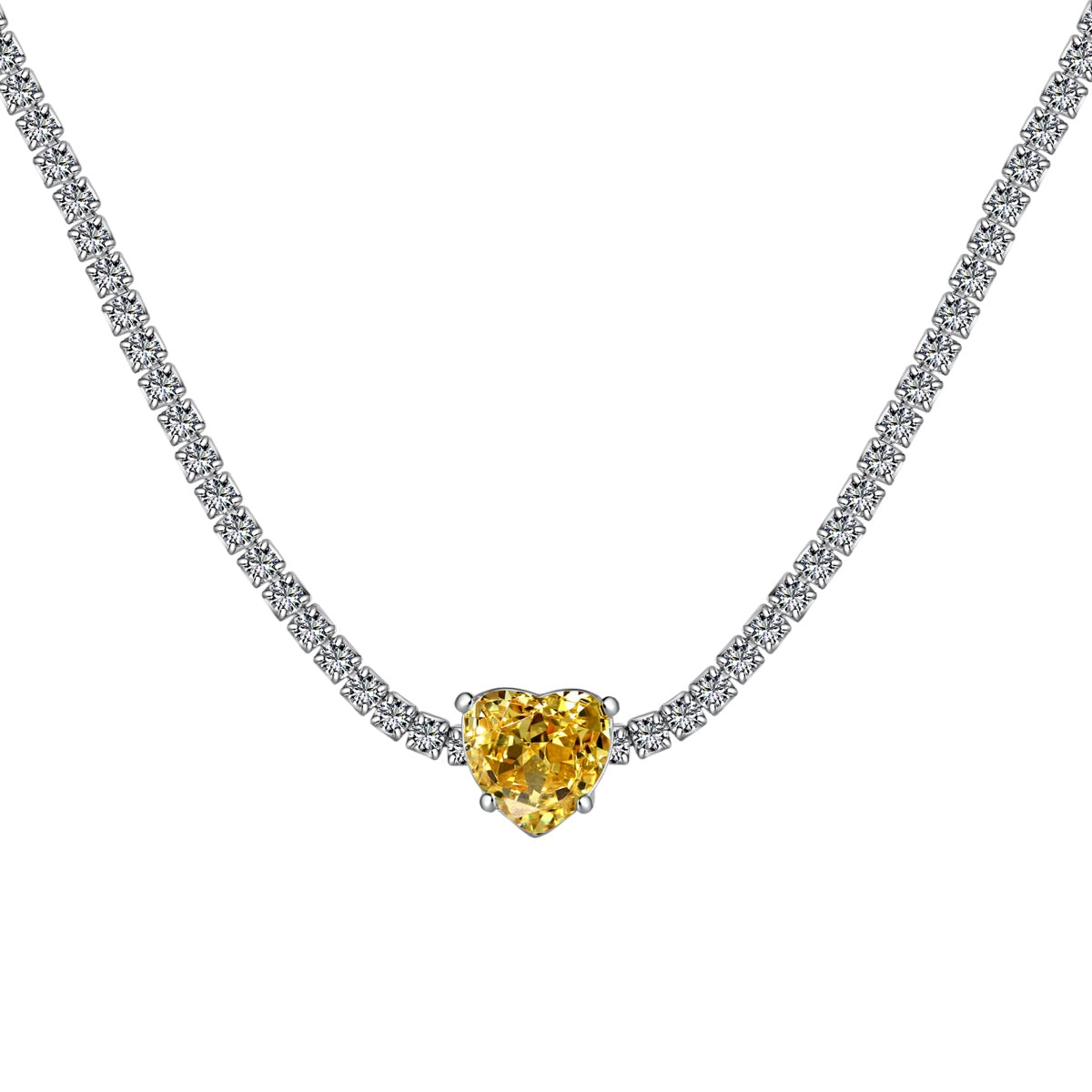 [Rose Jewels]2.0 Carat Sparkling Tennis Heart Cut Necklace